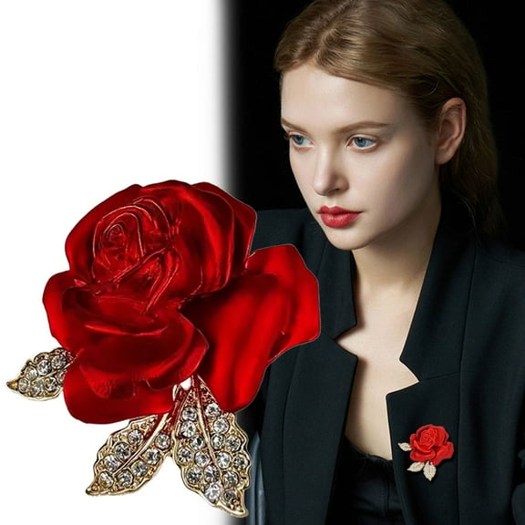 Made of Metal, a Rose Pendant Once for All Sale! Elegant Red Rose Flower Brooch Pin Exquisite Floral Lapel Pin Accessory for Suits Coats Hot Pink