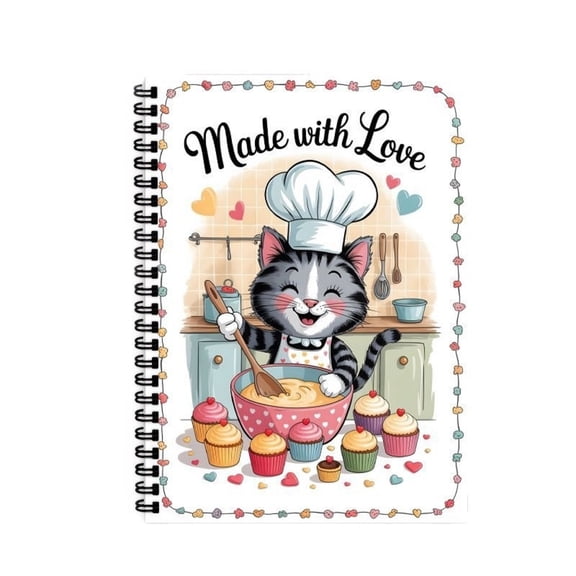 Made with Love Kitchen Cooking Journal Spiral Notebook Recipe Writing Organizer for Meal Planning Baking Notes and Kitchen Records