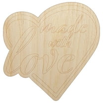 Made with Love in Heart Wood Shape Unfinished Piece Cutout Craft DIY Projects - 4.70 Inch Size - 1/8 Inch Thick