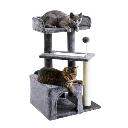 Made4Pets 29" High Multi-Level Climbing Furniture Carpet Cat Tree for Indoors Cats, Dark Grey