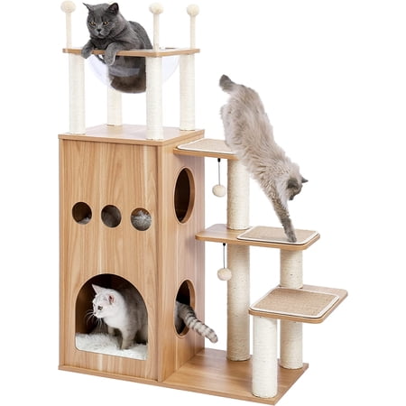 Made4Pets 4-Level 51 in Beige Cat Tree with Scratch Post, Cat Condo and Sturdy Frisco Castle