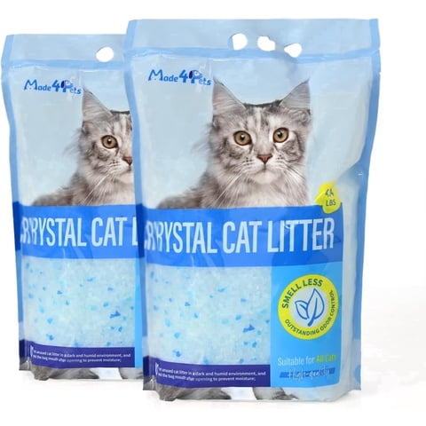 Made4Pets Cat Litter Crystals, Non Clumping No scooping Low Dust, Low Tracking, Lightweight, Dehydrates Waste, 2 Packs
