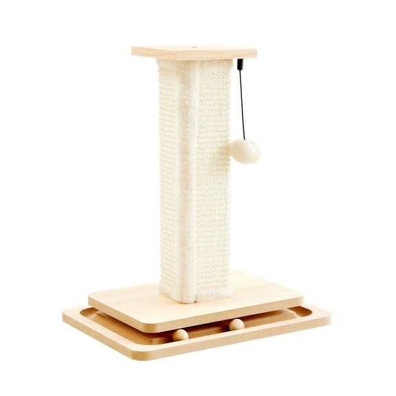 Made4Pets Cat Scratching Post, Cat Tree Tower with Sisal Post and Interactive Toy, 18", Beige