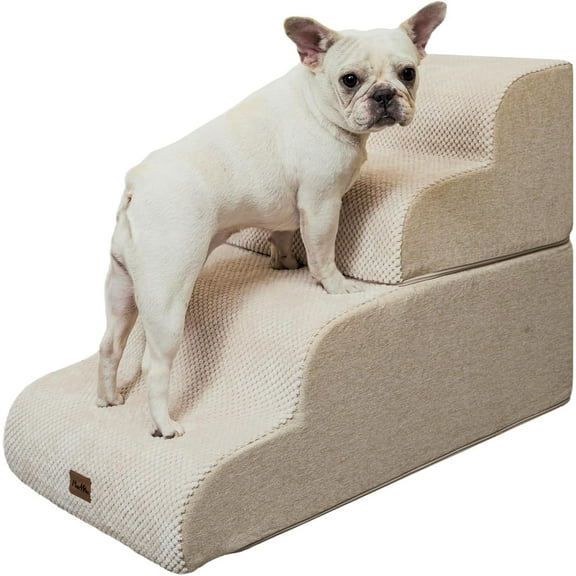 Made4Pets Dog Stairs Ramp for Bed, 4-Step Dog Steps for High Bed Couch Sofa Climbing, Beige