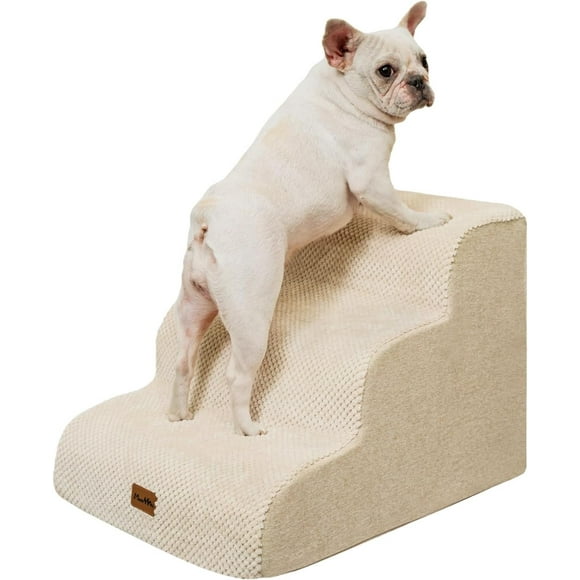 Made4Pets Dog Stairs Ramp for Small Dogs, 3-Step Dog Steps for Bed Couch Sofa and Chair, Beige