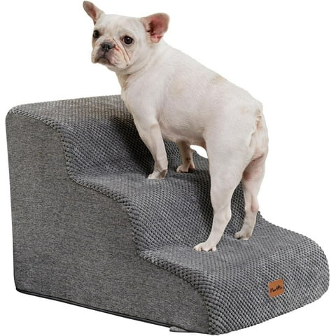 Made4Pets Dog Stairs Ramp for Small Dogs, 3-Step Dog Steps for Bed Couch Sofa and Chair, Gray