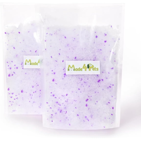 Made4Pets Lavender Crystals Cat Litter, 6.6 lbs (2 x 3.3 lb Packs), Non Clumping No scooping Low Dust, Low Tracking, Lightweight, Dehydrates Waste