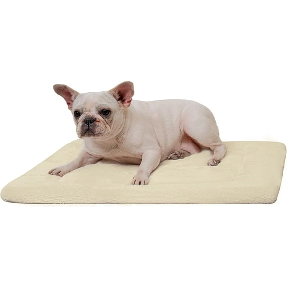 Made4pets Washable Dog Bed for Size Dogs, Reversible Foam Floor Dog Mat, 24*18, Beige