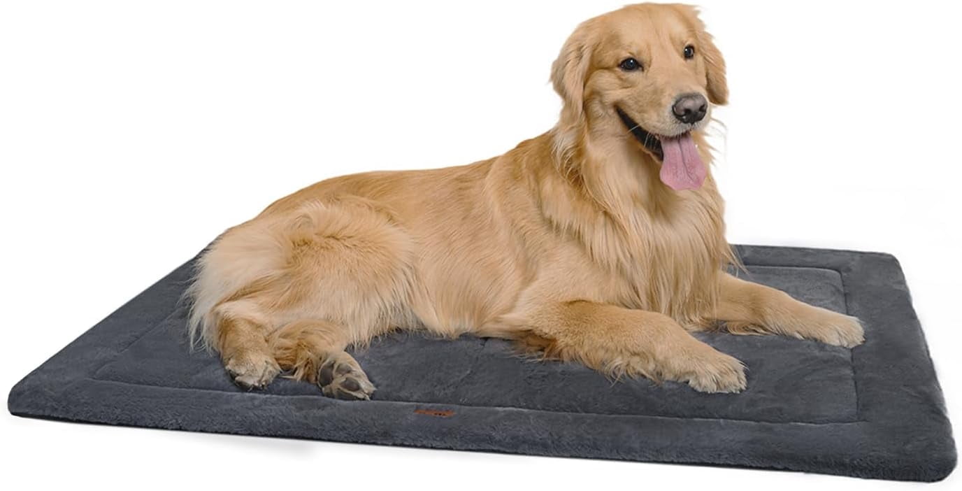 Made4pets Washable Dog Bed for Size Dogs, Reversible Foam Floor Dog Mat, 41x28, Dark Gray