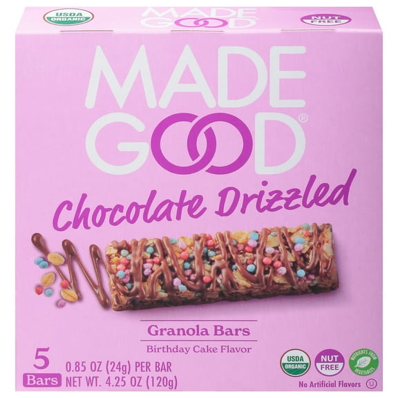 MadeGood Birthday Cake Drizzled Chocolate Bar 4.2 oz (Pack of 6)