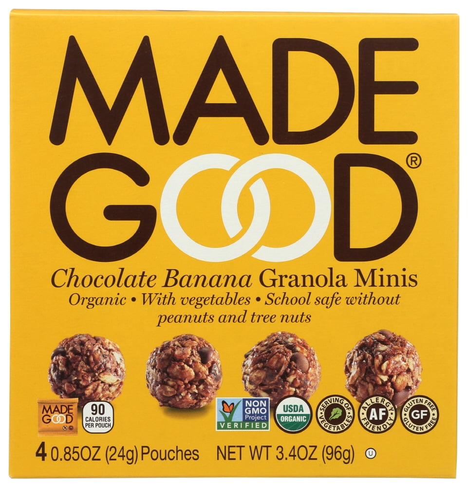 MadeGood Chocolate Banana Granola Minis, 4 Pouches