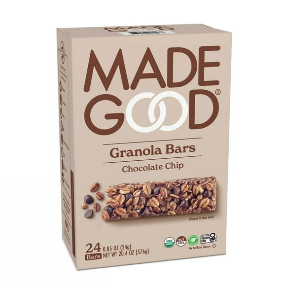 MadeGood Chocolate Chip Bars 0.85 Ounce (Pack of 24)