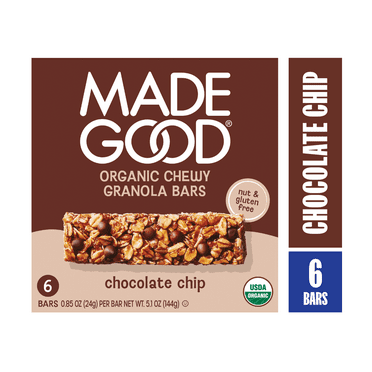 MadeGood Chocolate Chip Granola Bars, 6 Count, Snack Bars, 0.85 oz