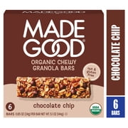 MadeGood Chocolate Chip Granola Bars, 6 Count of Snack Bars, 0.85 oz Each