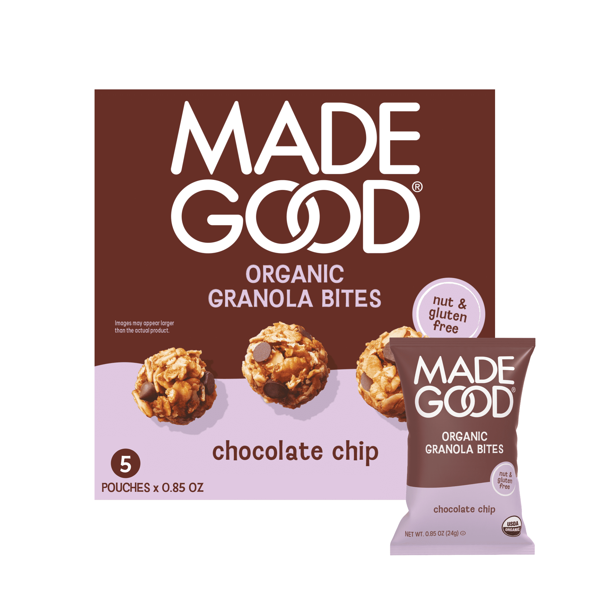 MadeGood Chocolate Chip Granola Minis, 5 Count Box, 0.85 oz Each