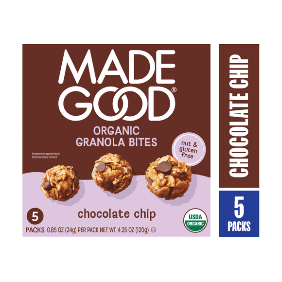 MadeGood Chocolate Chip Granola Minis, 5 Count Box, 0.85 oz Each