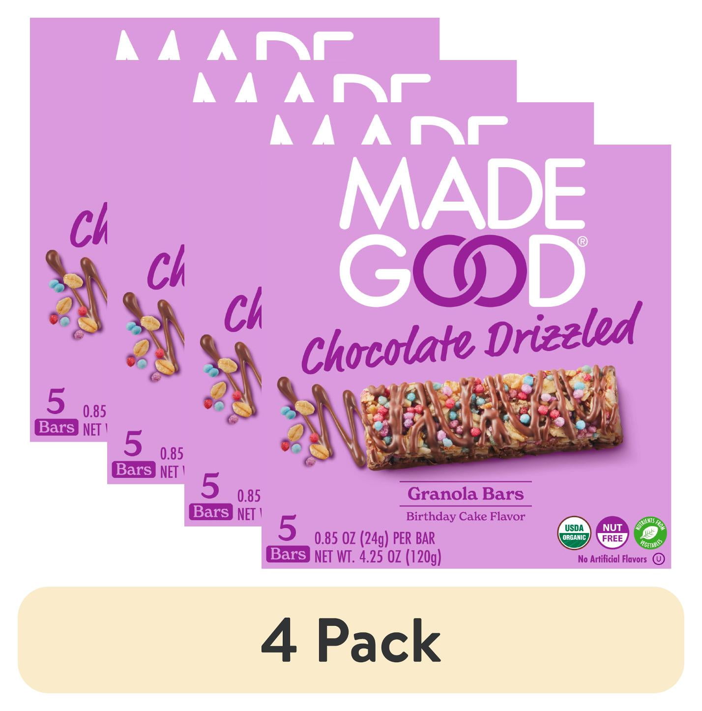(4 pack) MadeGood Chocolate Drizzle Birthday Cake Granola Bars, 5