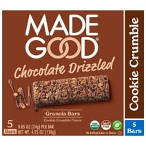 MadeGood Chocolate Drizzled Cookie Crumble Granola Bars, 5 Count (0.78oz Each)