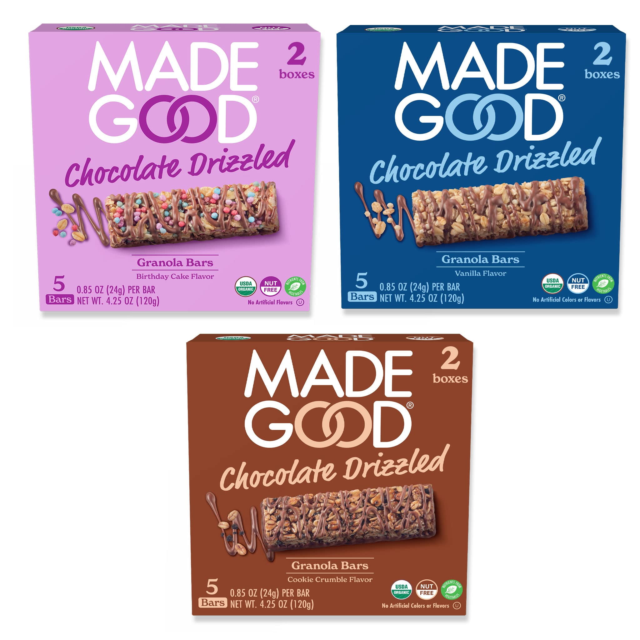 MadeGood Variety Pack Chocolate HHA1&nbsp;Drizzled Granola Bars (30 Bars - 0.85 Oz Each) Gluten Free and Organic Snacks