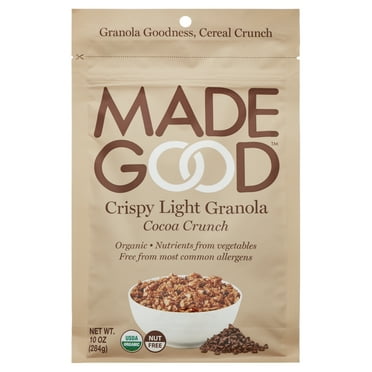 MadeGood, Granola, Gluten Free, Vegan, Cocoa Crunch Crispy Light Granola, 10 oz Pouch