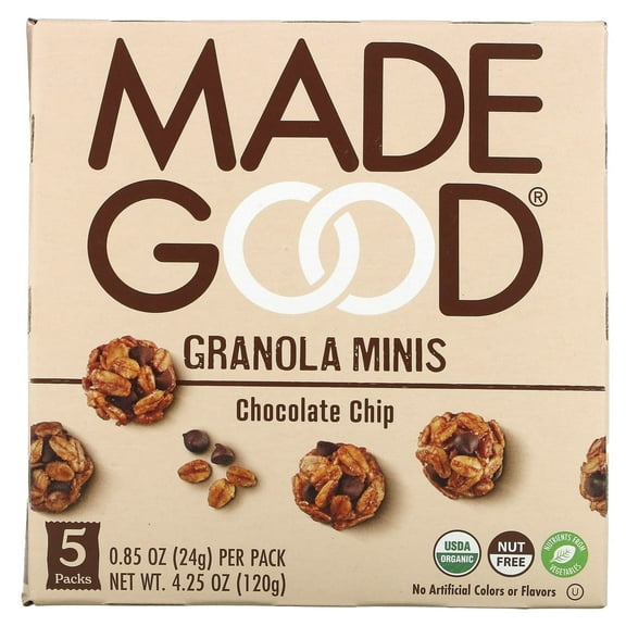 MadeGood, Granola Minis, Chocolate Chip, 5 Packs, 0.85 oz (24 g) Each Pack of 2
