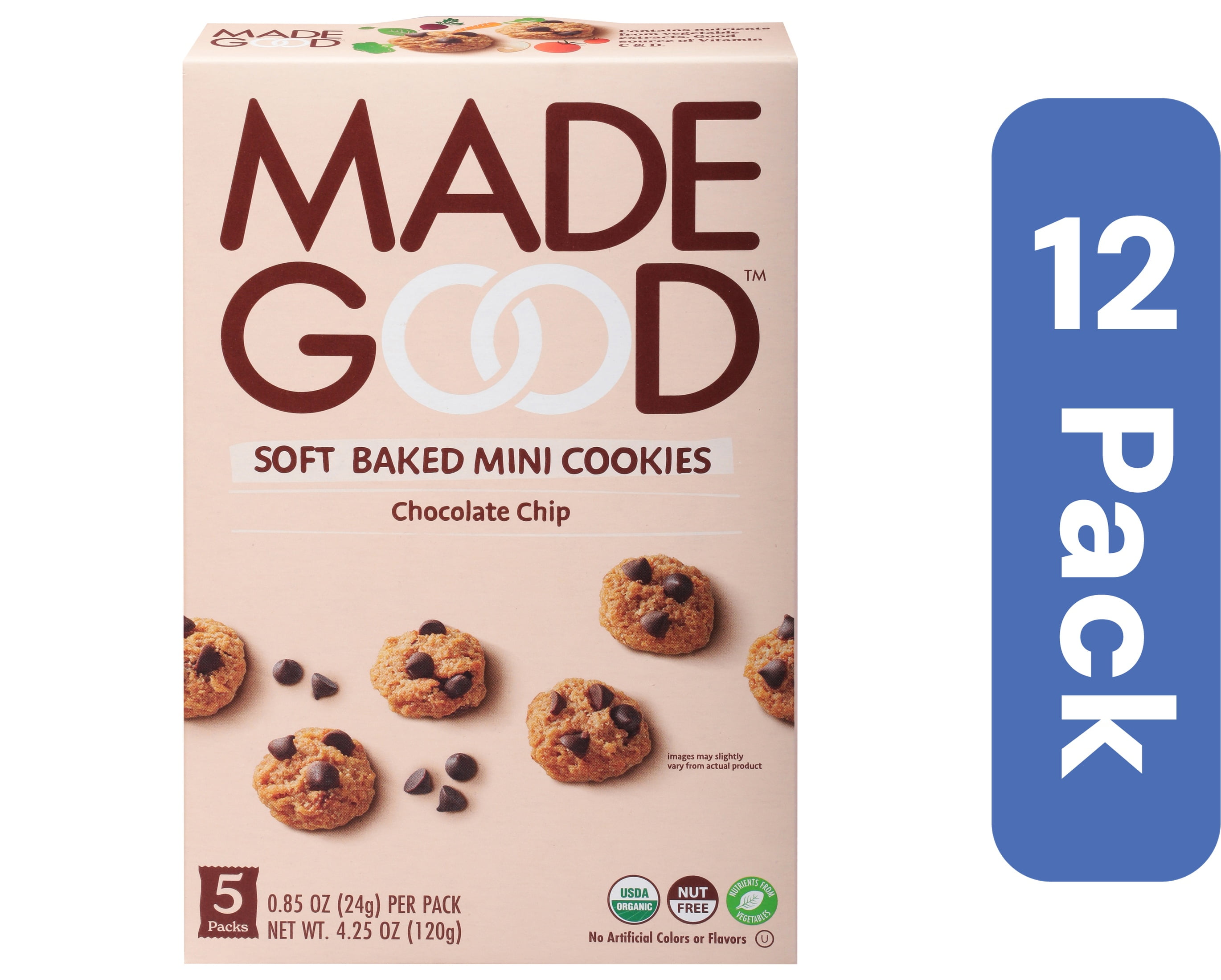 MadeGood Mini Cookies Chocolate Chip 5 Count 4.25 oz (Pack Of 12)