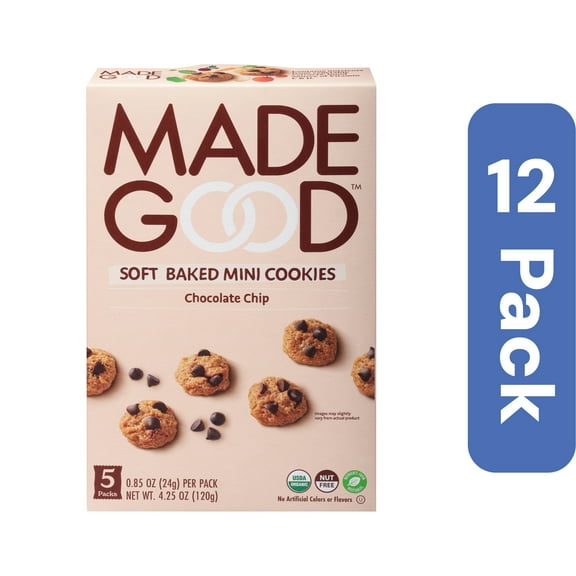 MadeGood Mini Cookies Chocolate Chip 5 Count 4.25 oz (Pack Of 12)