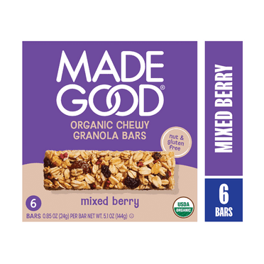 MadeGood Mixed Berry Granola Bars, 6 Healthy Snack Bars, 0.85 oz Each
