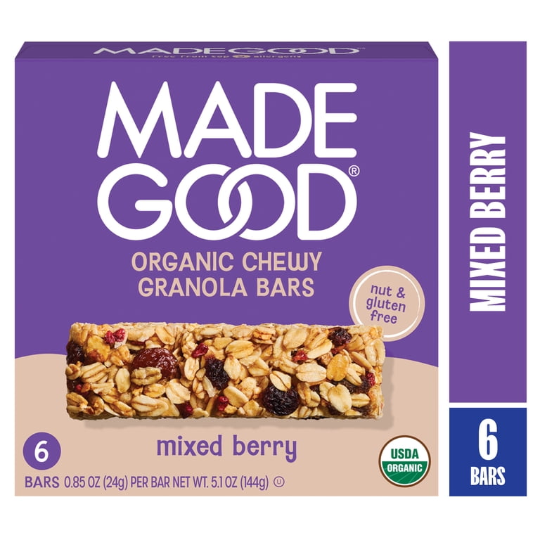 めんま　Aqua Berryとgoodcompany V1 MadeGood Mixed Berry Granola Bars, 6pk, Vegan Organic - Walmart.com