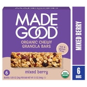 MadeGood Mixed Berry Granola Bars, 6 Healthy Snack Bars, 0.85 oz Each
