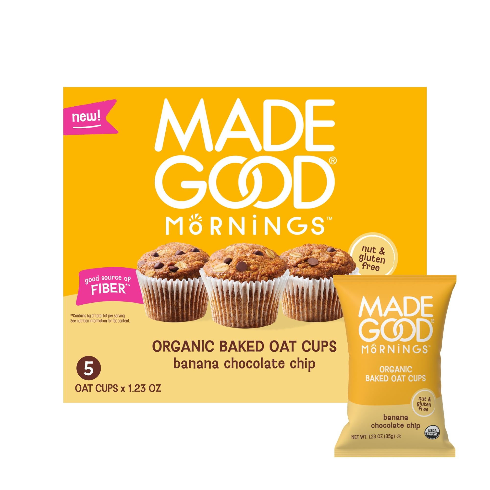Walmart promo code:  MadeGood Mornings Organic Chocolate Banana Baked Oat Cups, 5 Count, 1.23oz