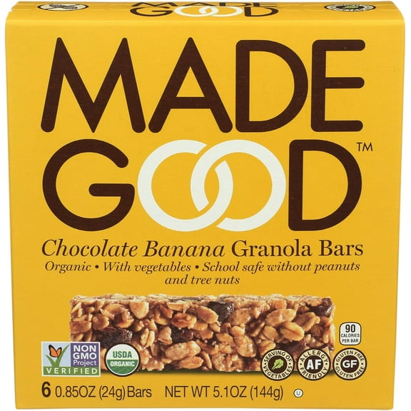 MadeGood Organic Granola Bars, Chocolate Banana, 0.85oz, 6ct (4 Pack)