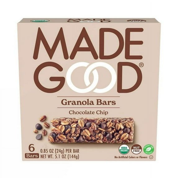 MadeGood Organic Granola Bars Gluten Free Chocolate Chip 6 Bars Pack of 3