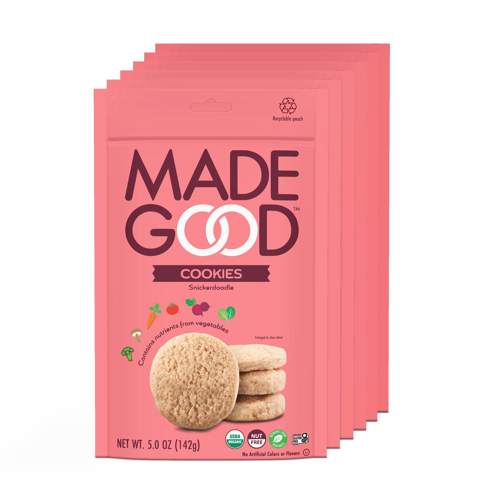 MadeGood Snickerdoodle Crunchy Cookies, CM31&nbsp;gluten-free Cookies - 6 Pouches, 5 oz. Each - Recyclable Packaging