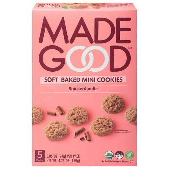 MadeGood Snickerdoodle Soft Baked HHA1Cookies, Organic Snacks, 0.85oz Each