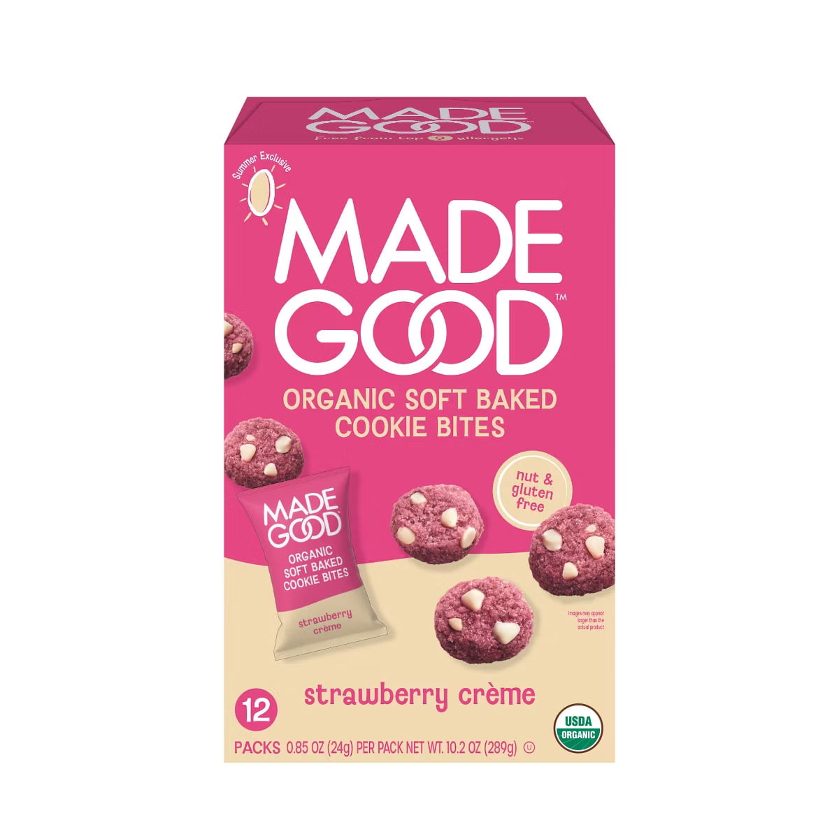 Organic Soft Baked Cookie Bites strawberry crème
