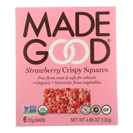 MadeGood Strawberry Crispy Squares, Gluten Free, 6 Ct