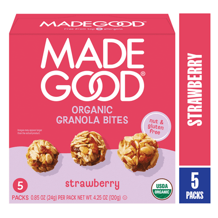 MadeGood Strawberry Granola Bites, 0.85 oz, 5 Count