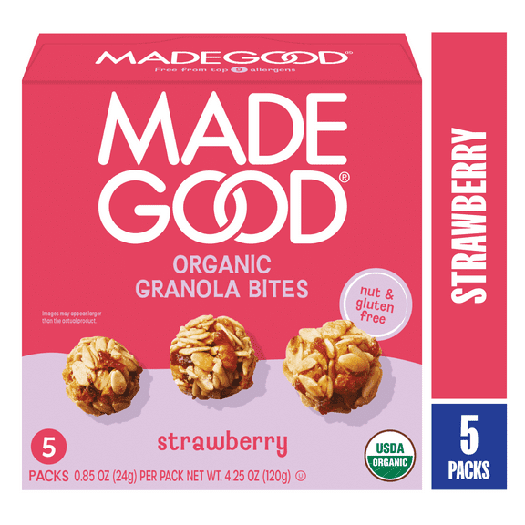 MadeGood Strawberry Granola Bites, 0.85 oz, 5 Count