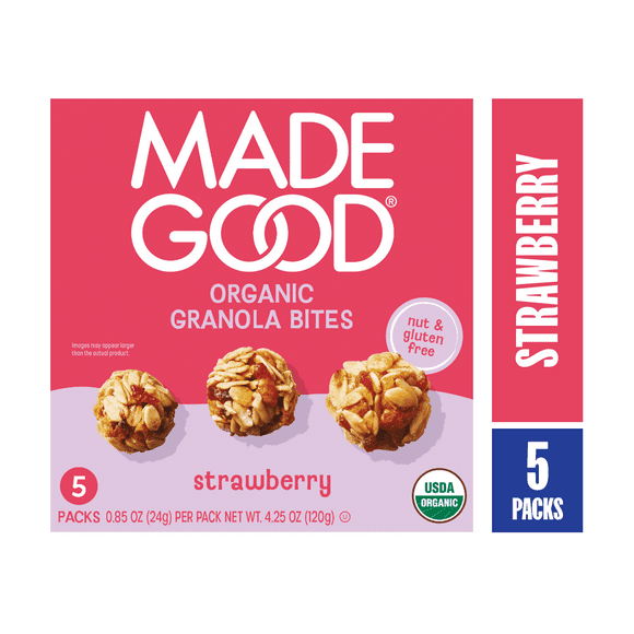 MadeGood Strawberry Granola Bites, 0.85 oz, 5 Count