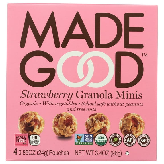 MadeGood Strawberry Granola Minis, 4 Pouches