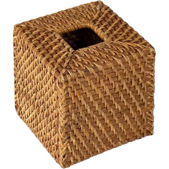 MadeTerra Rattan Decorative Tissue Box Cover for Bathrooms, Living Rooms and Bedrooms (Natural)