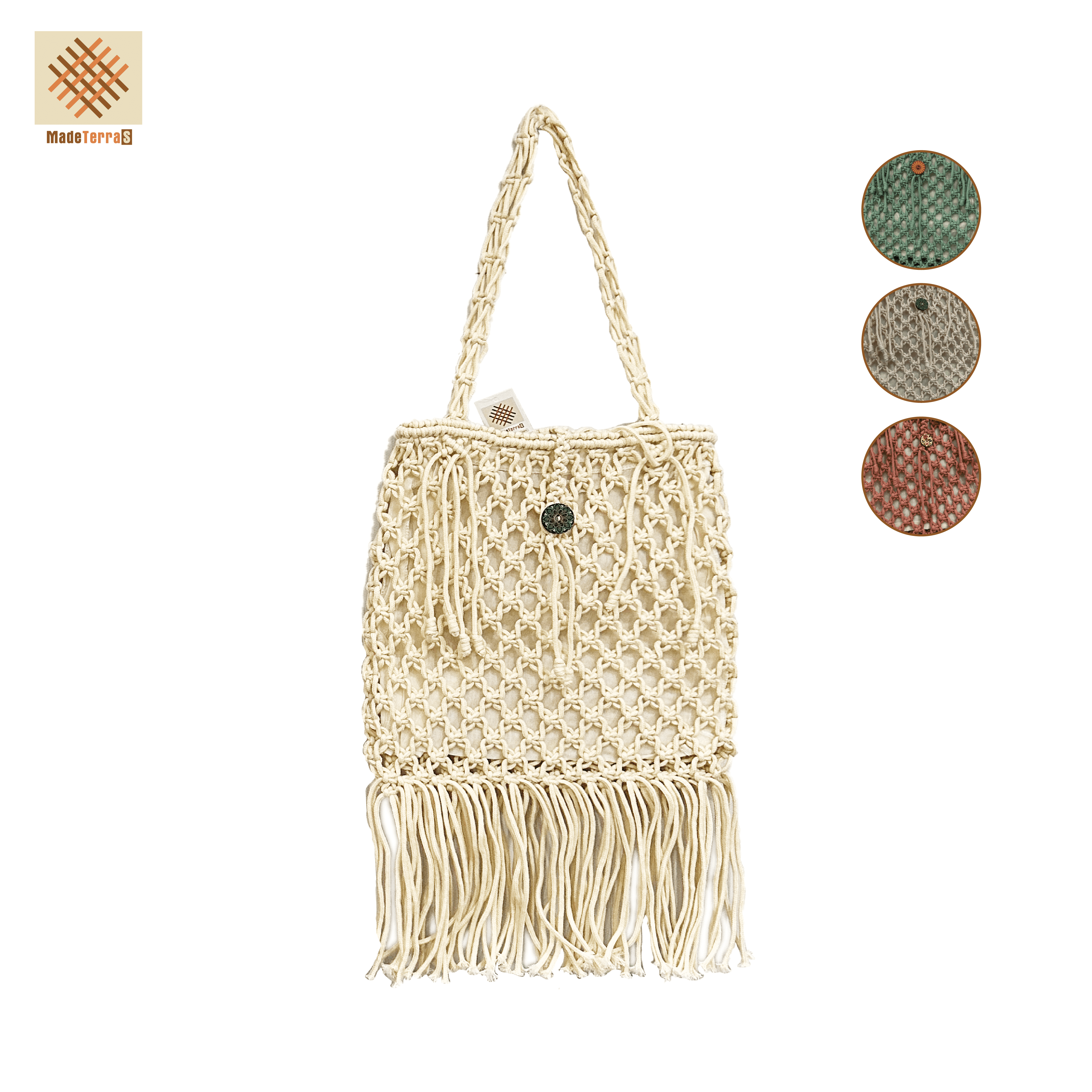 MadeTerra S Crochet Tote Bag for Women| Rustic Crochet Handbags Knitted Shoulder Bags| Packable Beach Bag Tote Braided Handbag
