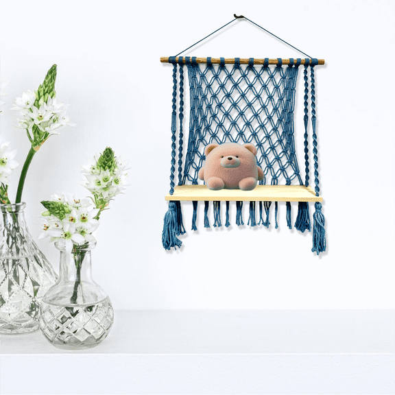 MadeTerra S Macrame Wall Hanging Shelves| Shelf Wall Decor Plant Rack Shelf| Macrame Wall-Covered containers