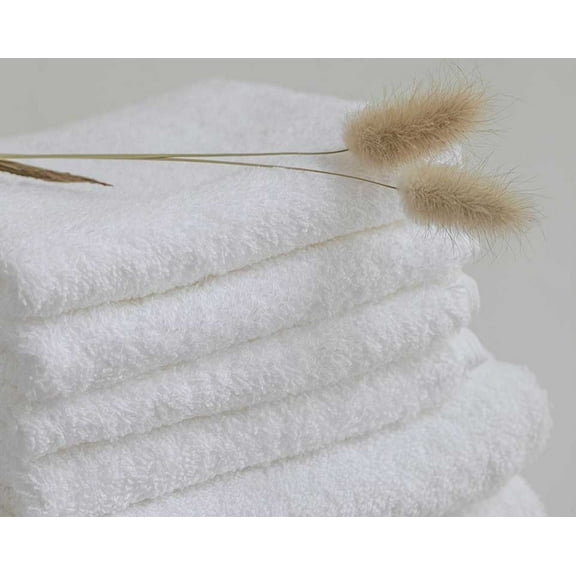 MadeTerra S White Premium Hand Towels: Pack of 12, 100% Cotton, Soft & Absorbent Face Towels, Perfect for Spa, Gym, and Bathroom ( Size 13''x13'' )