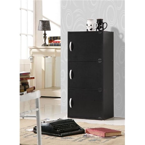 MadeToOrder MA776554 Wood 3 Door Cabinet, Black