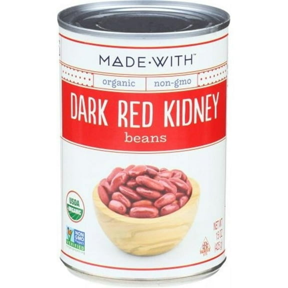 MadeWith 15 oz Kidney Dark Red Organic Beans, Pack of 12