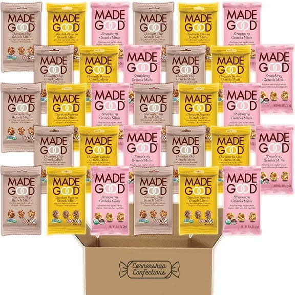 Madegood Granola Minis 30 Pack Variety Pack - 3 Flavors Included - 10 Packs Of Each Flavor - Chocolate Banana, Strawberry, Chocolate Chip - Tasty On-The-Go Snack In Pack