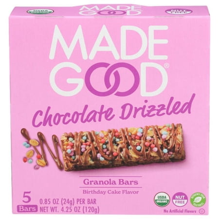 Madegood Organic Chocolate Drizzled Birthday Cake Granola Bars 5 Pack 5 x 0.85 oz