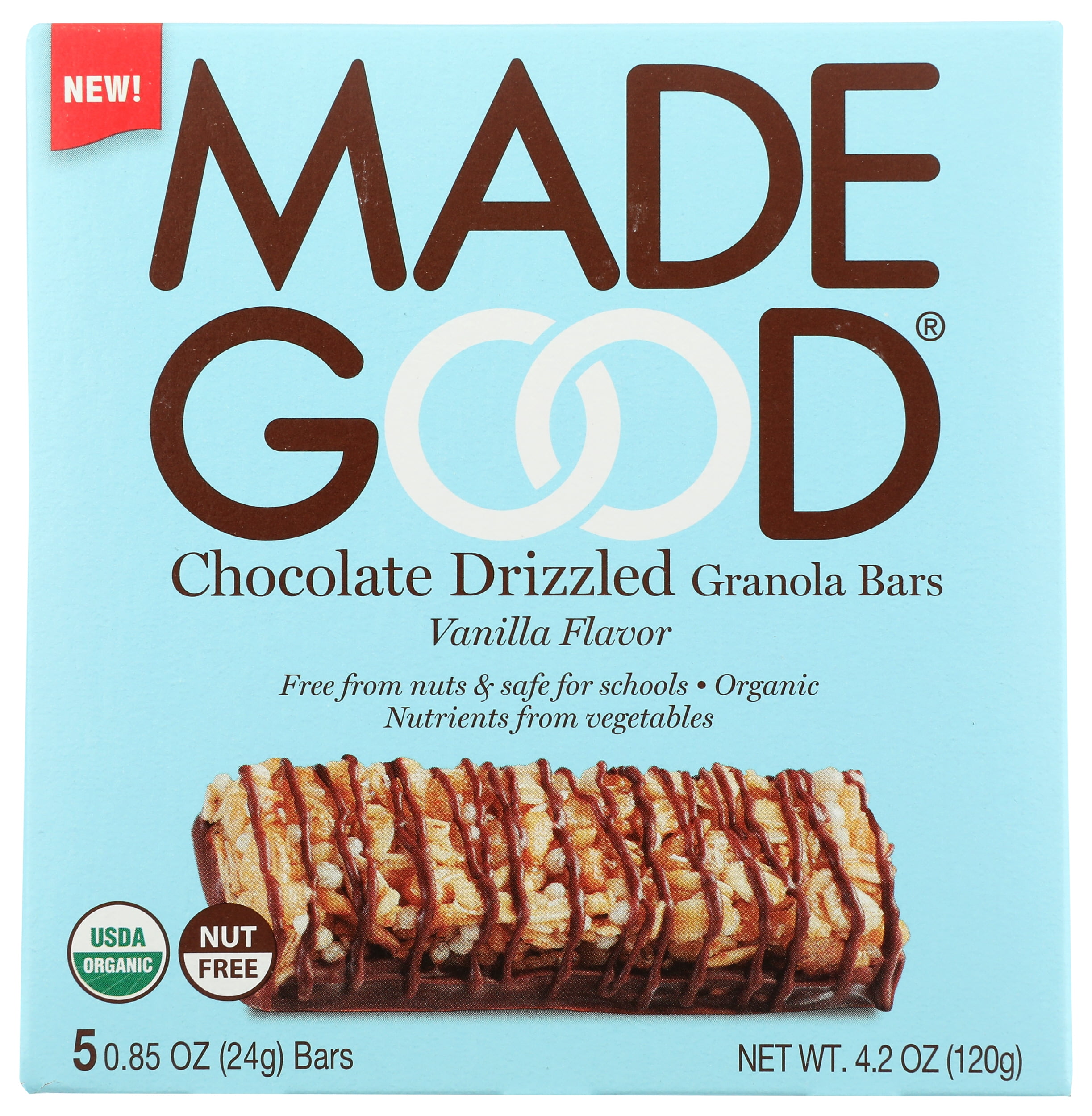 Madegood Organic Drizzled Granola Bars Vanilla/ 4.2 Ounce, Pack Kof 6
